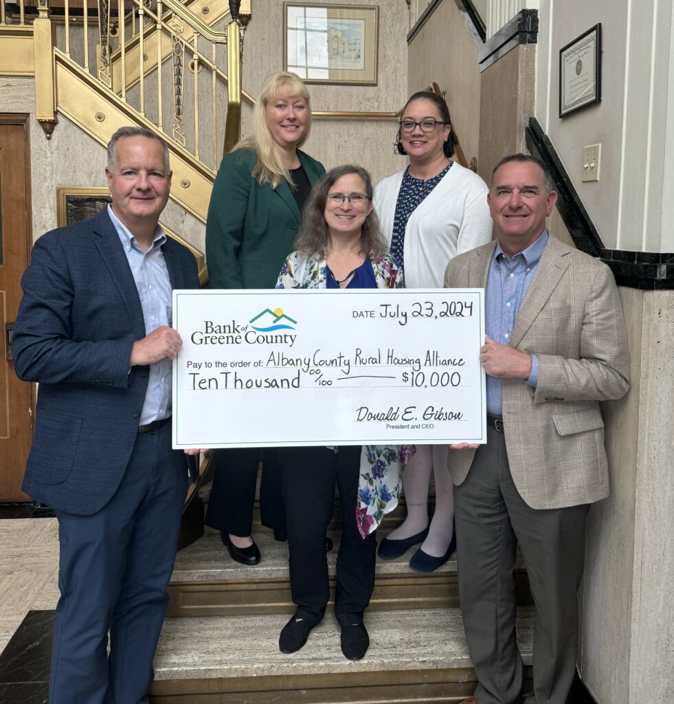 Picture of Bank of Greene County representatives and Tracy Gibeau, the Executive Director of Albany County Rural Housing Alliance